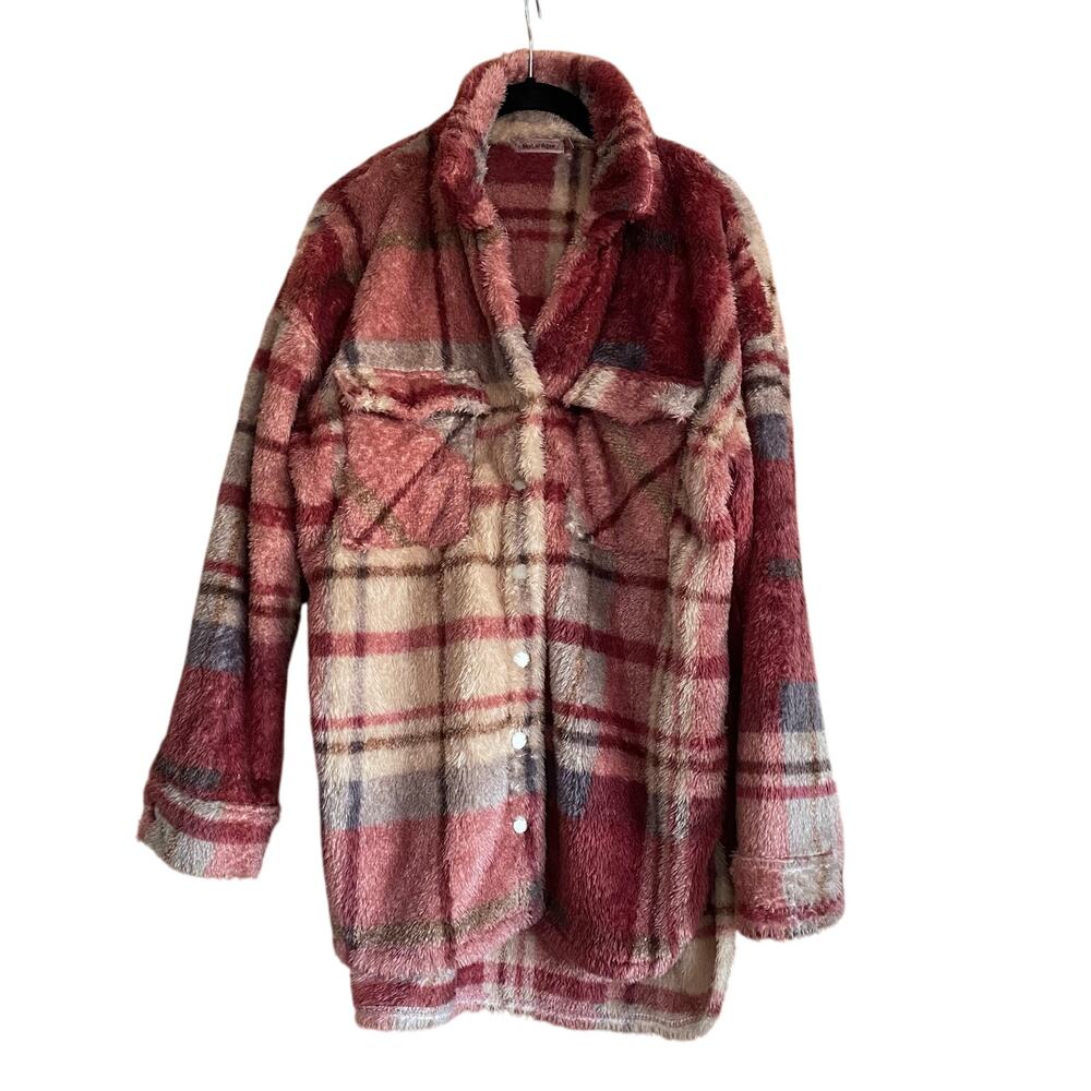 Skylar Rose Cozy Plaid Snap Button Jacket Size Small